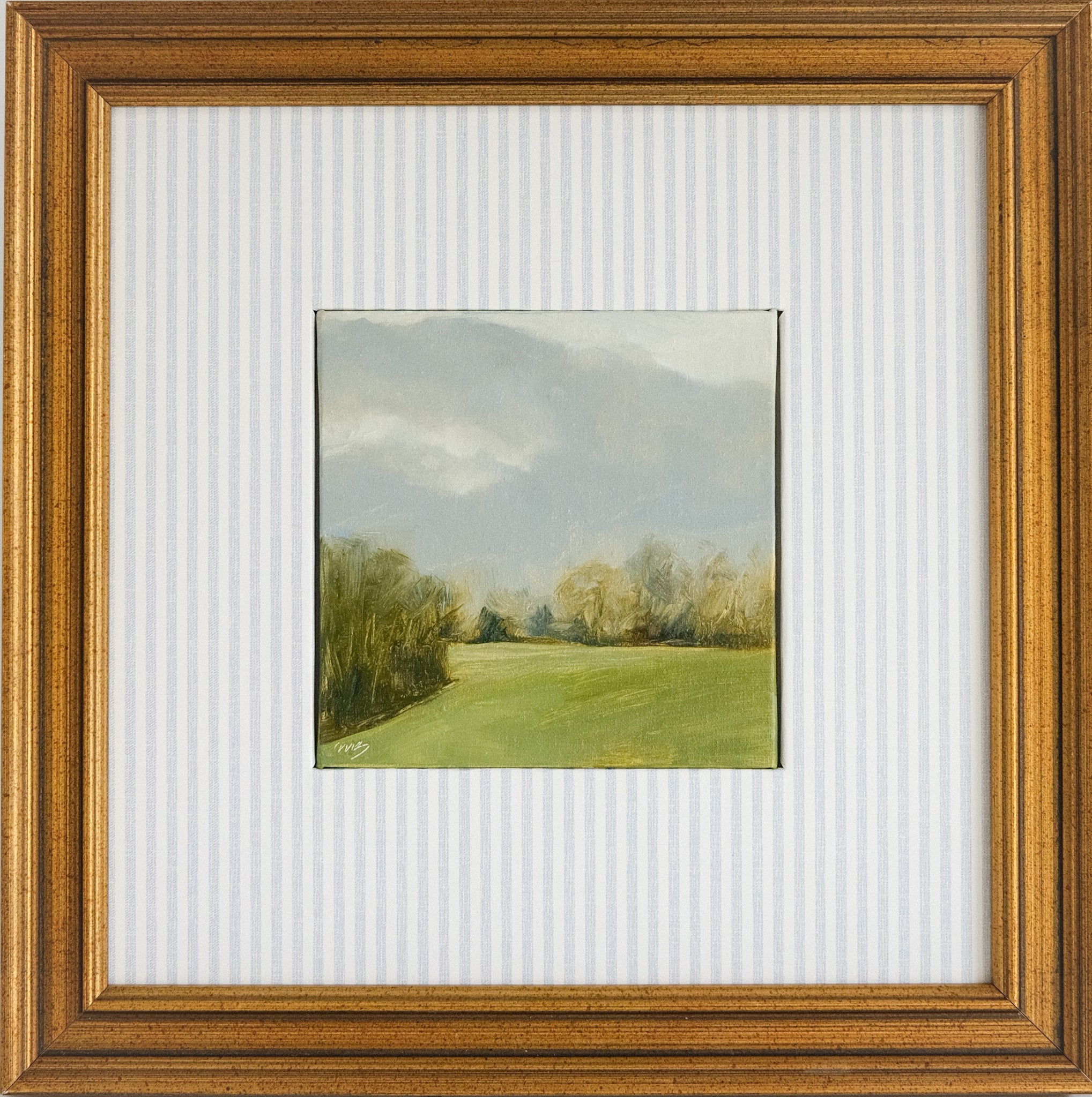 Lazy Hazy Rainy - 4x4" Oil on Panel - Matted & Framed