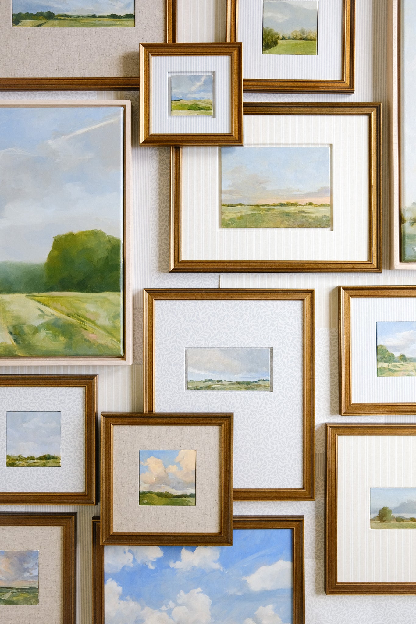 April Showers- 3x9" Oil on Panel - Matted & Framed