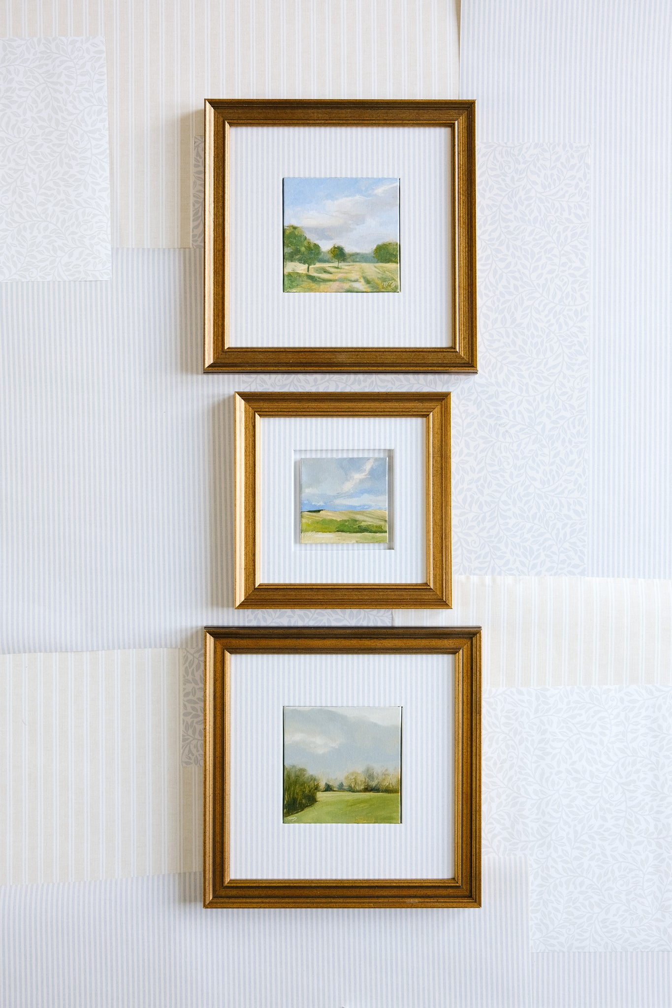 A Distant Hillside - 3x3" Oil on Panel - Matted & Framed