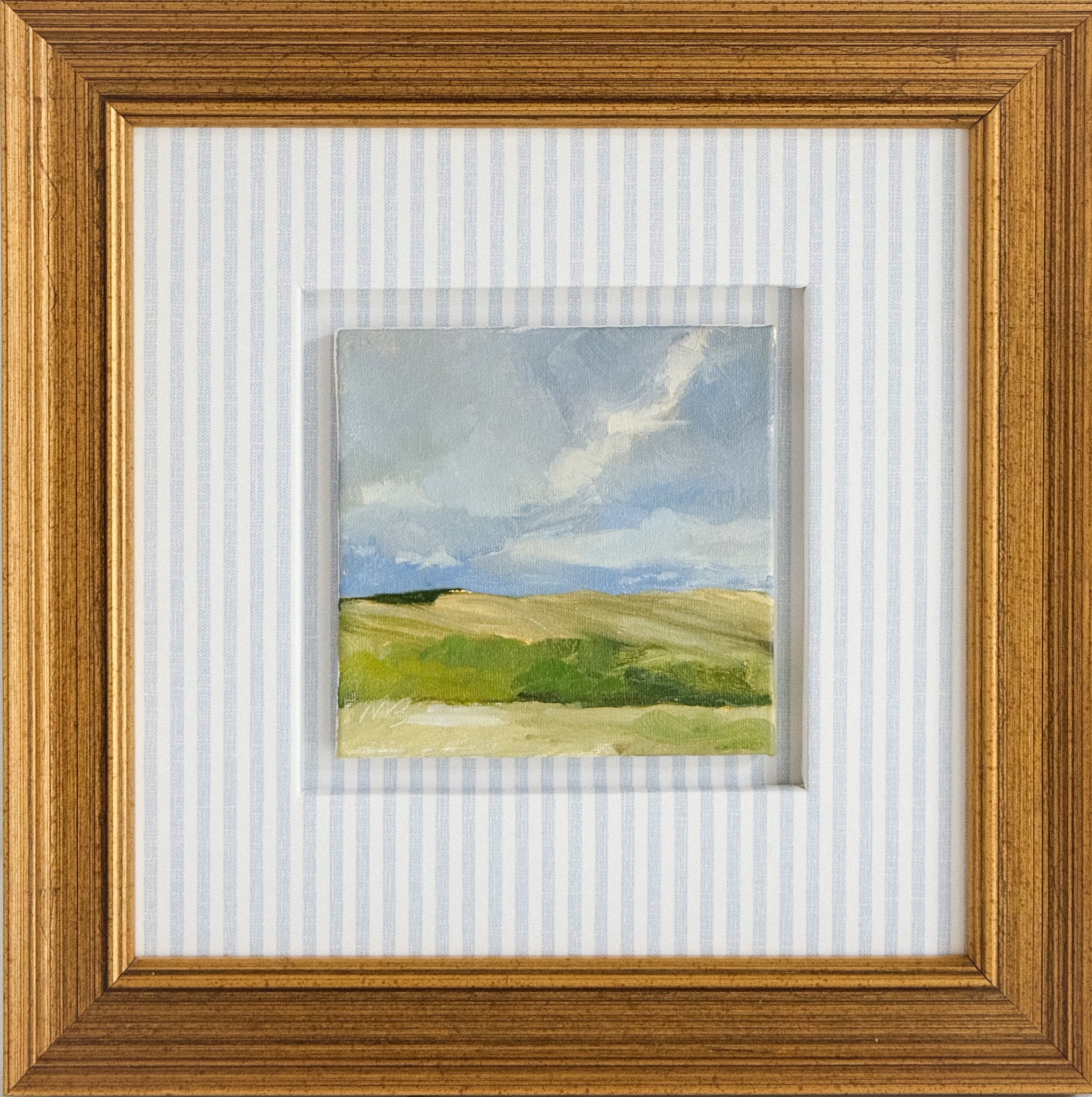 A Distant Hillside - 3x3" Oil on Panel - Matted & Framed