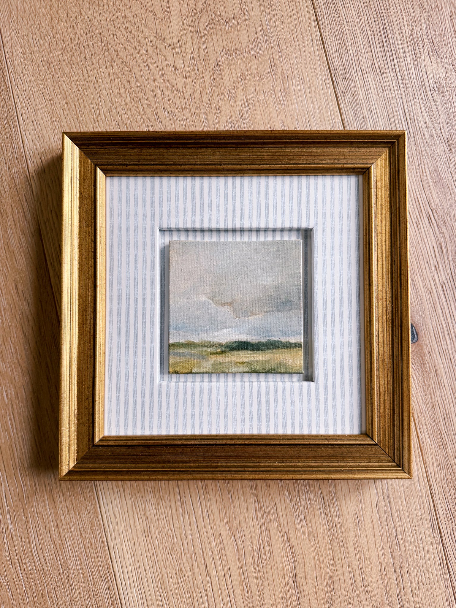 A Breath in the Sky - 3x3" Oil on Panel - Matted & Framed