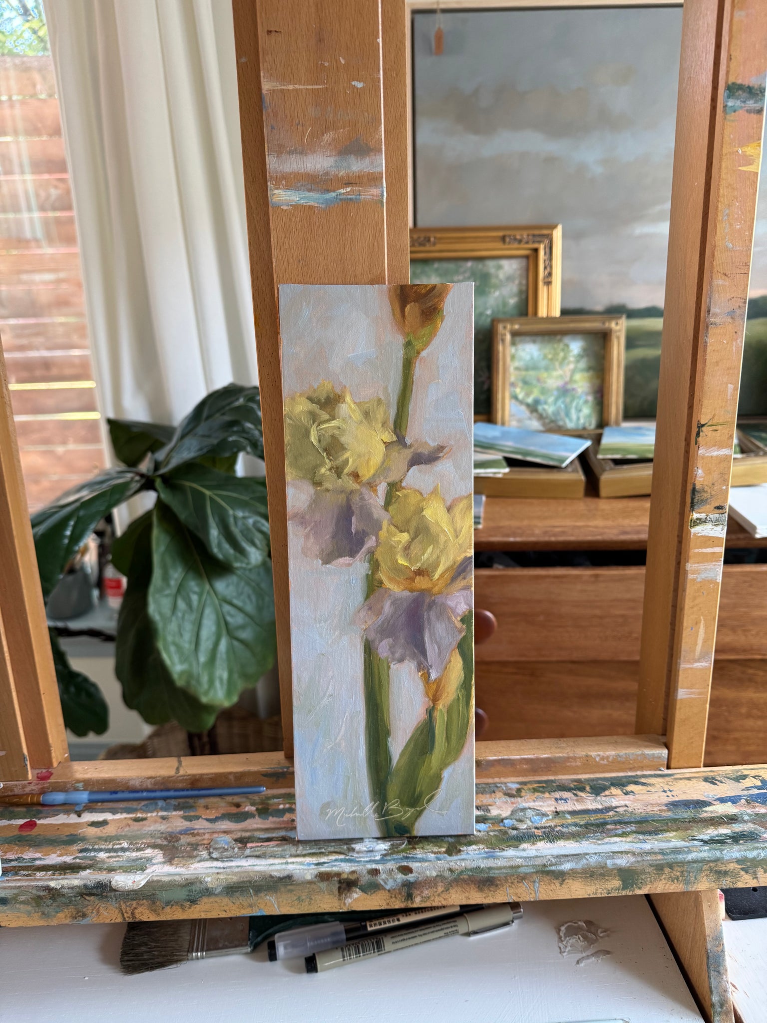 4x12” Original Oil painting - Irises
