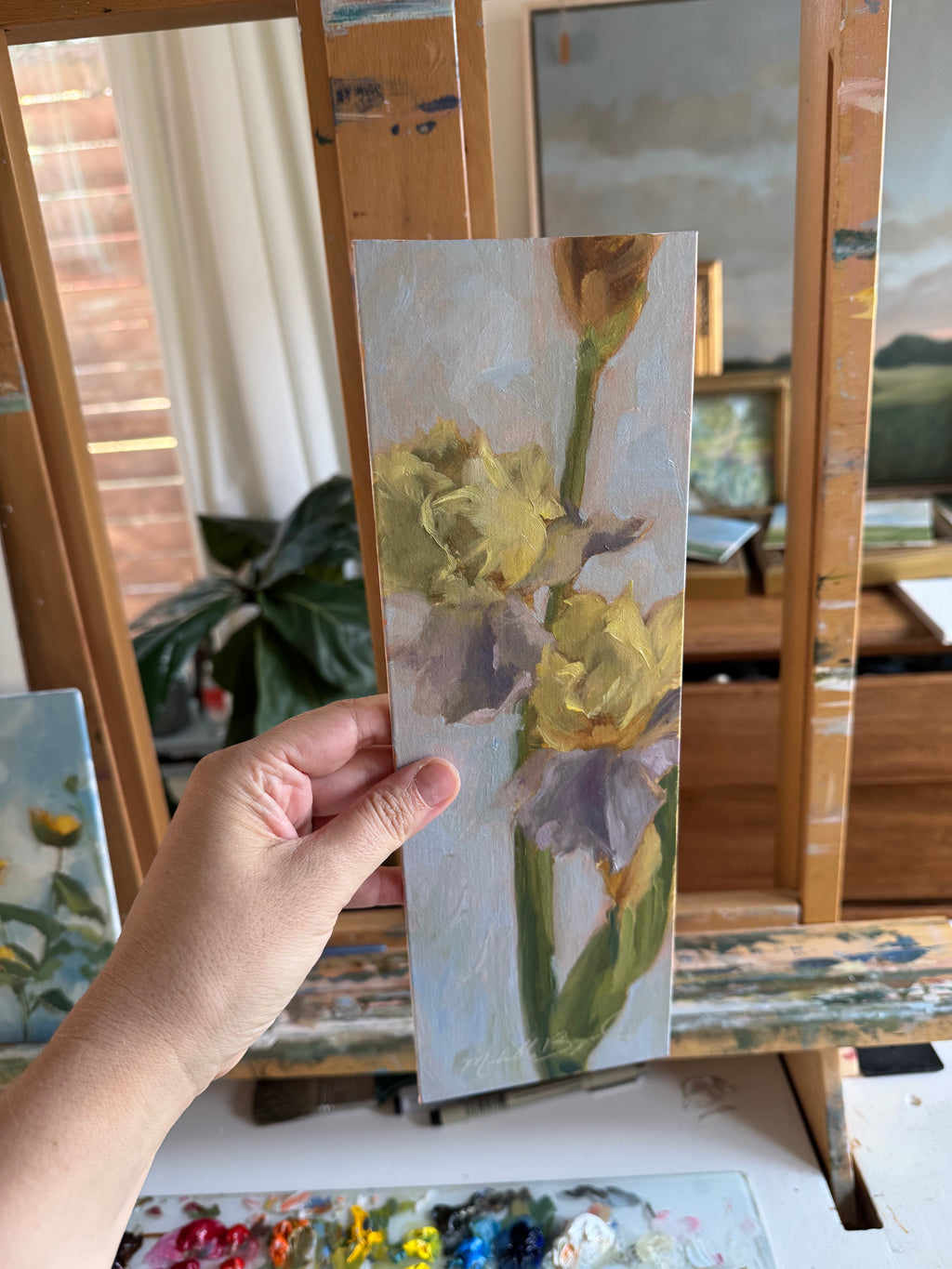 4x12” Original Oil painting - Irises