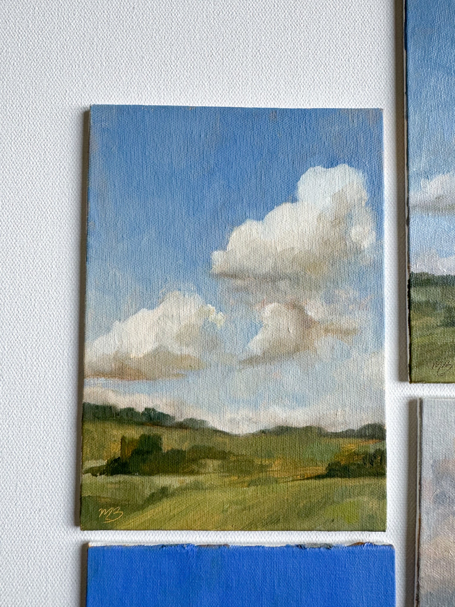 Three Clouds on Sienna - 5x7" Oil on Panel