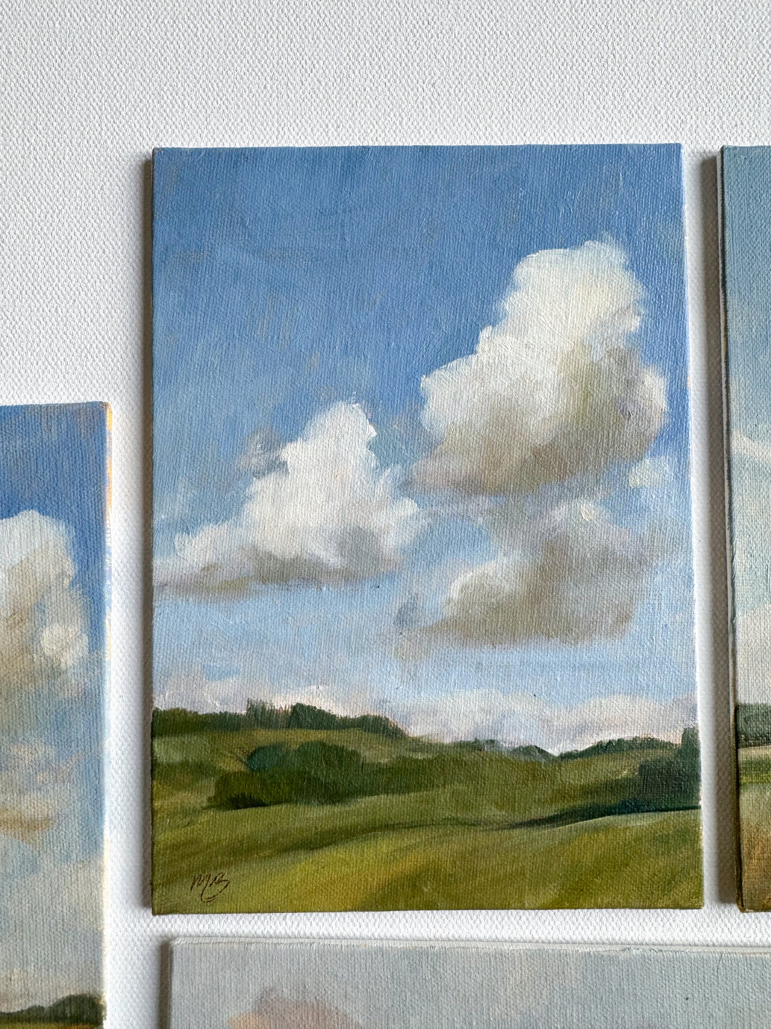 Three Clouds on Umber - 5x7" Oil on Panel