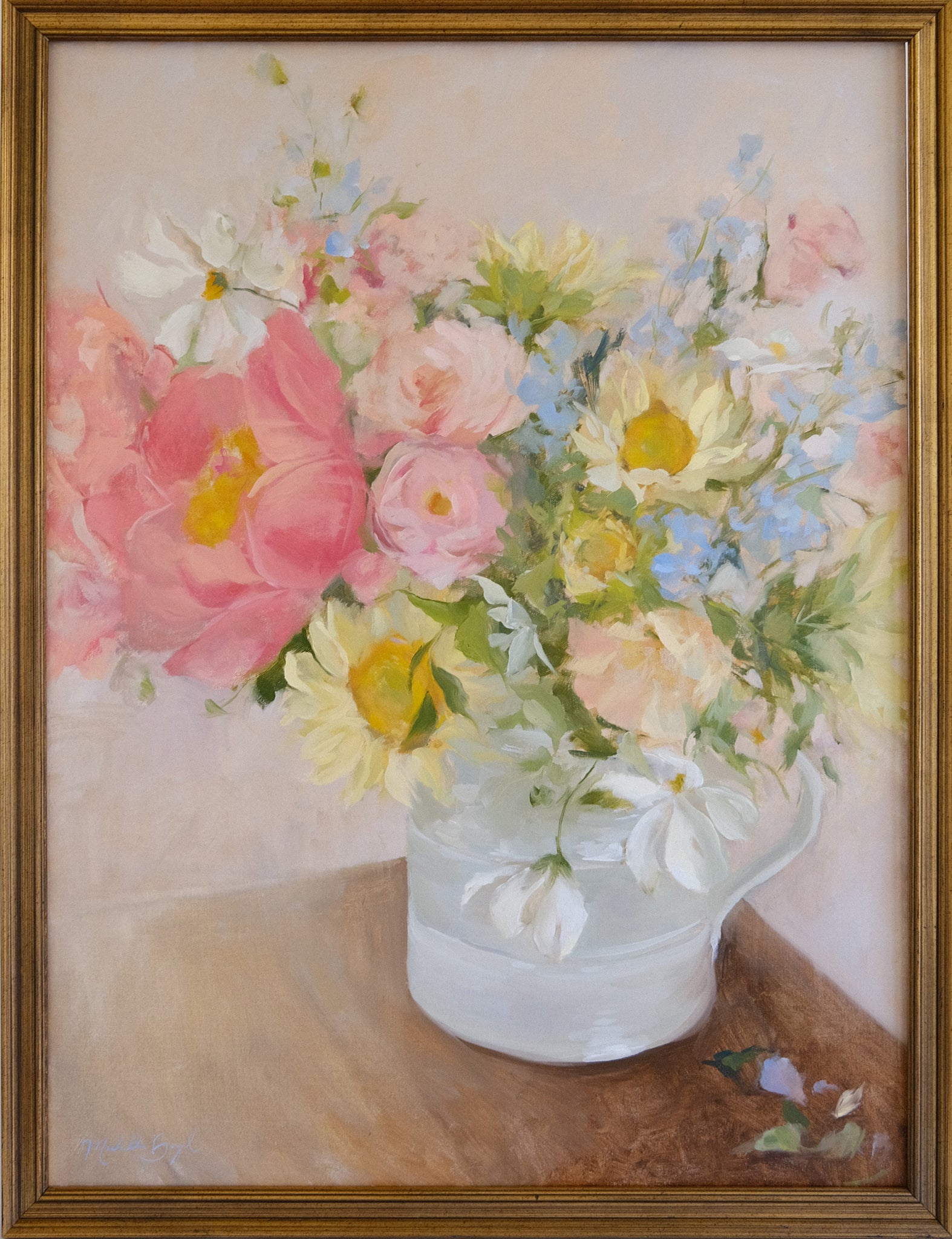Summer Peonies & Sunnies - 18x24" Original Oil Painting