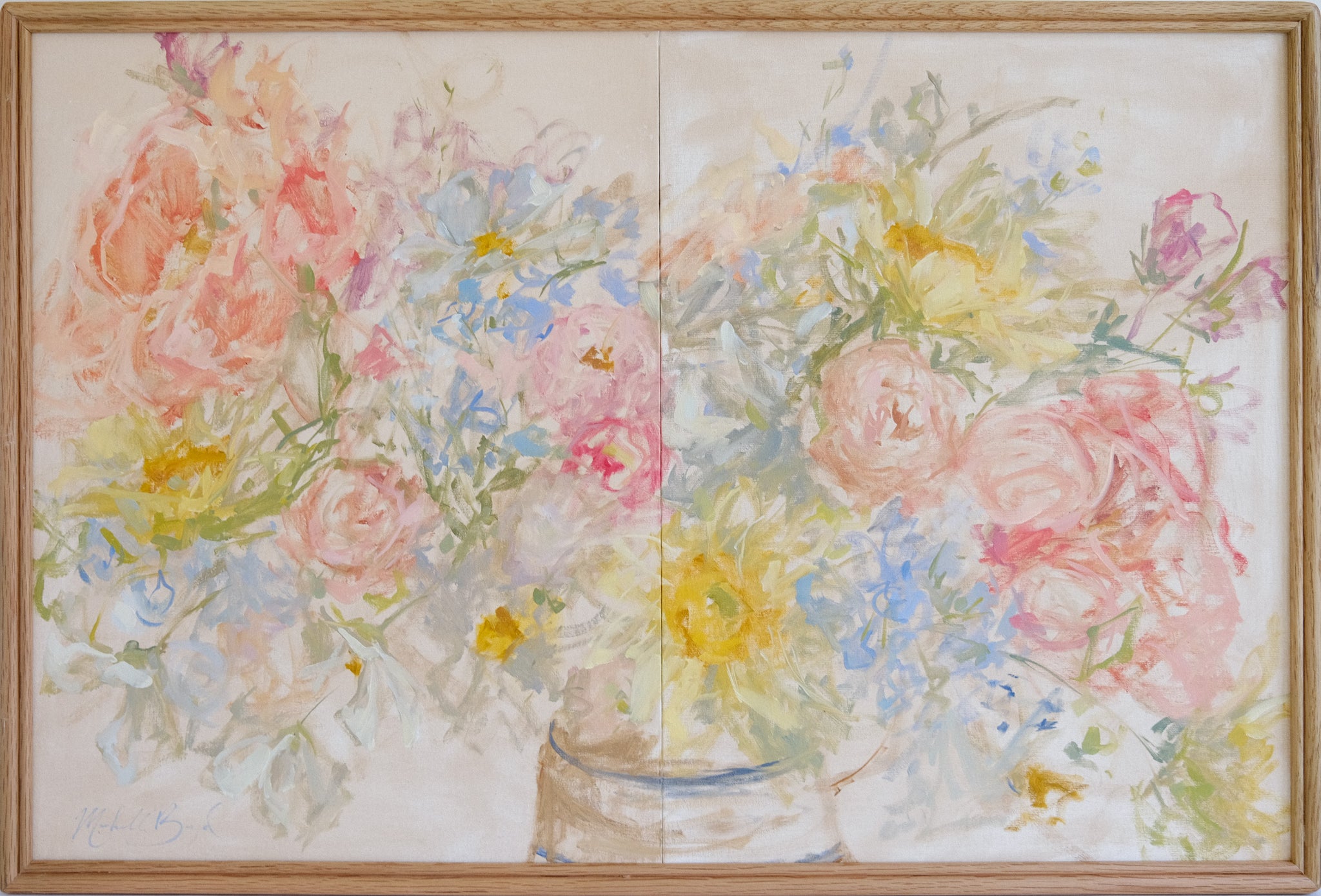 Darling, I Do - 24x16" Framed Original Oil Painting Diptych