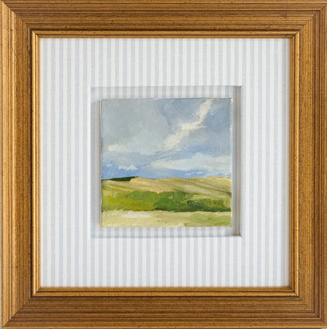A Distant Hillside - 3x3" Oil on Panel - Matted & Framed