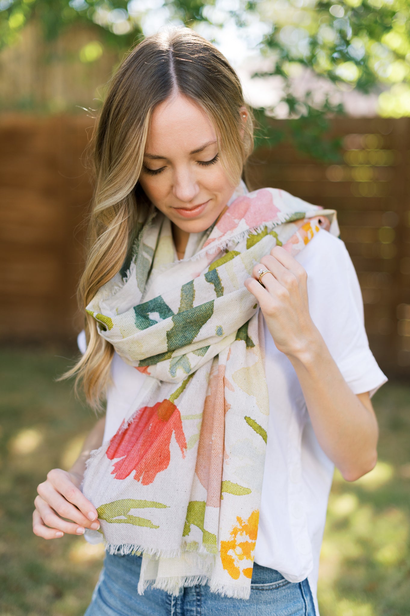 Blooming - Large Rectangle Cotton Scarf
