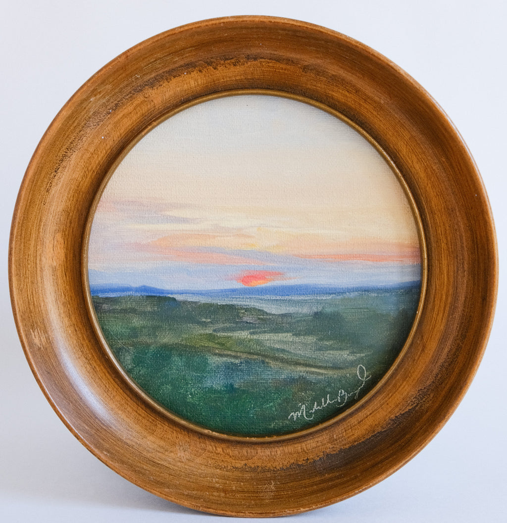 Thankful for a Sleepless Night - 5" Round Original Oil Painting