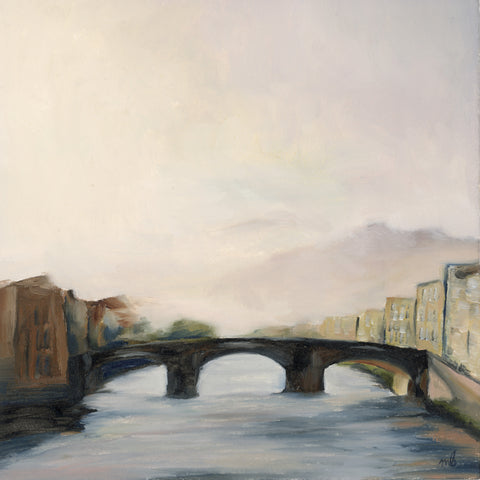 Ponte Santa Trinita Firenze - 8x8" Oil on Paper Matted to 11x14"