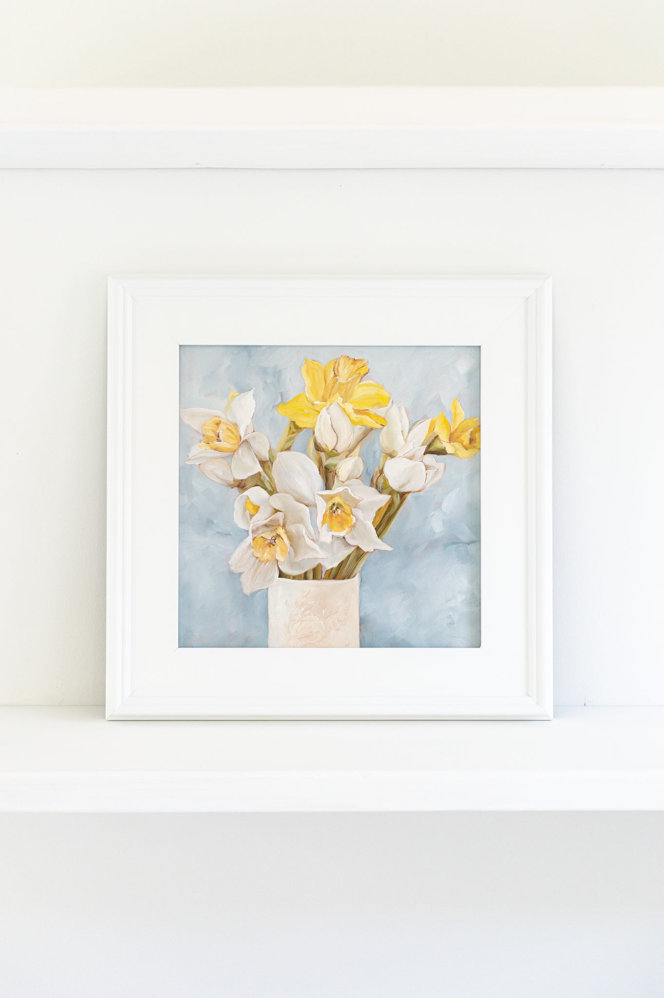 Daffodils - 12x12" Framed Oil Painting