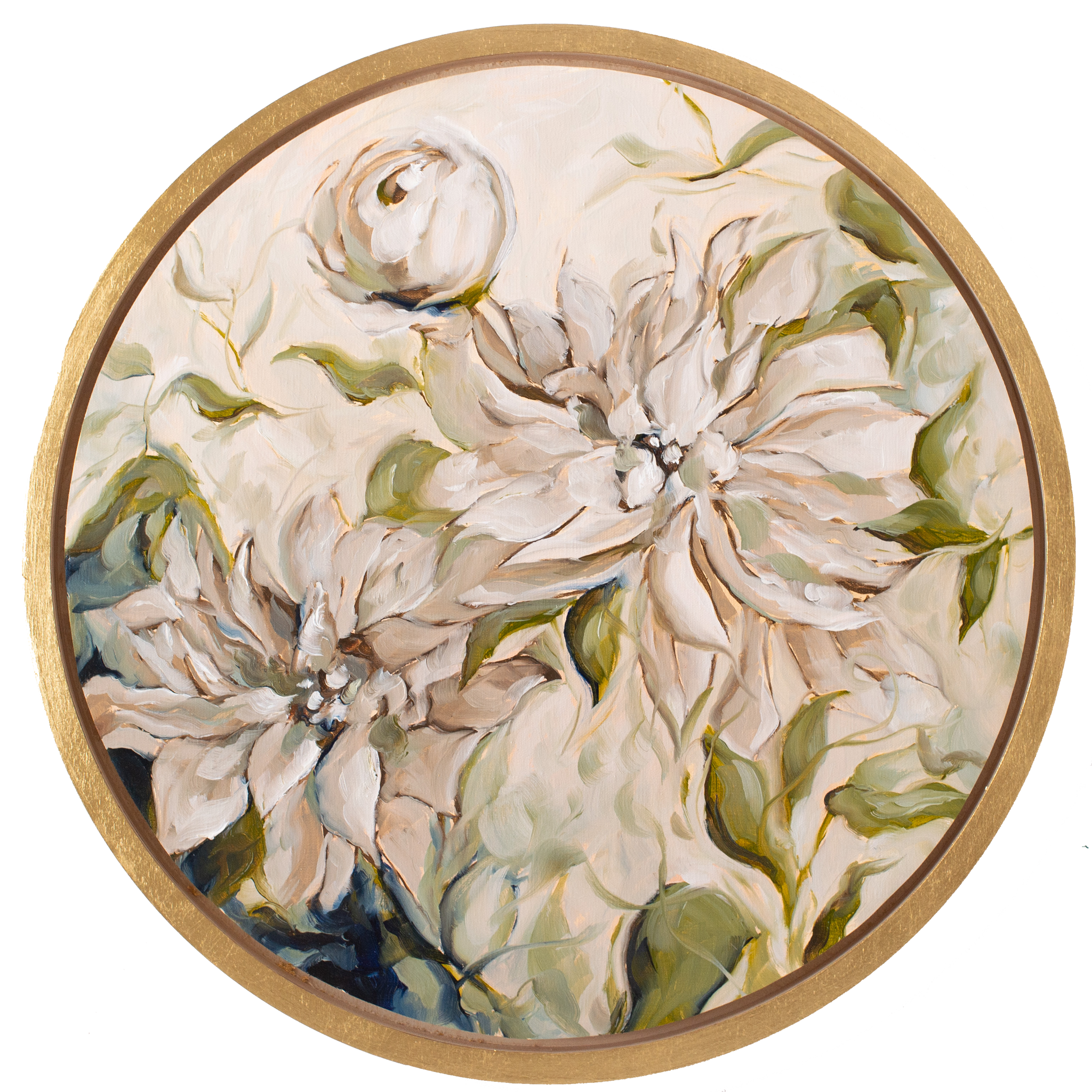 "Les Dahlias Fleurissent" - 16" Circle - Available French Collection Painting