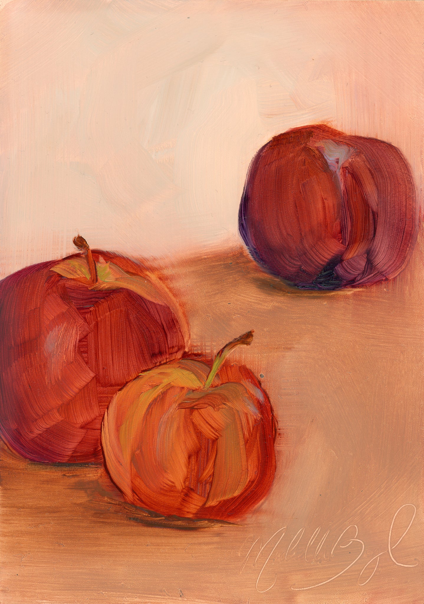 Apple, Apple, Plum - 5x7" Original Painting