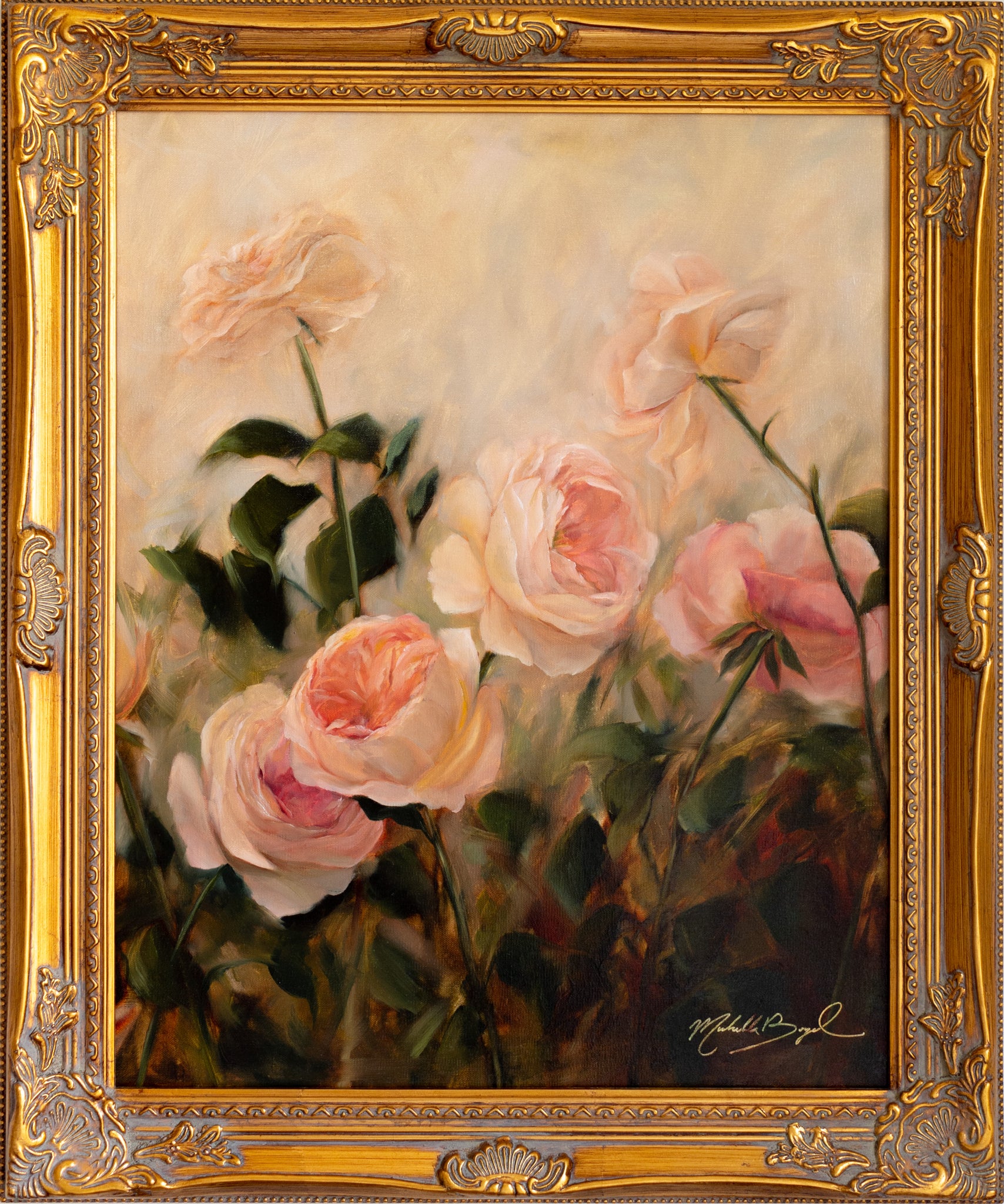 Buckets of Blooms  - 16x20" Framed Oil Painting