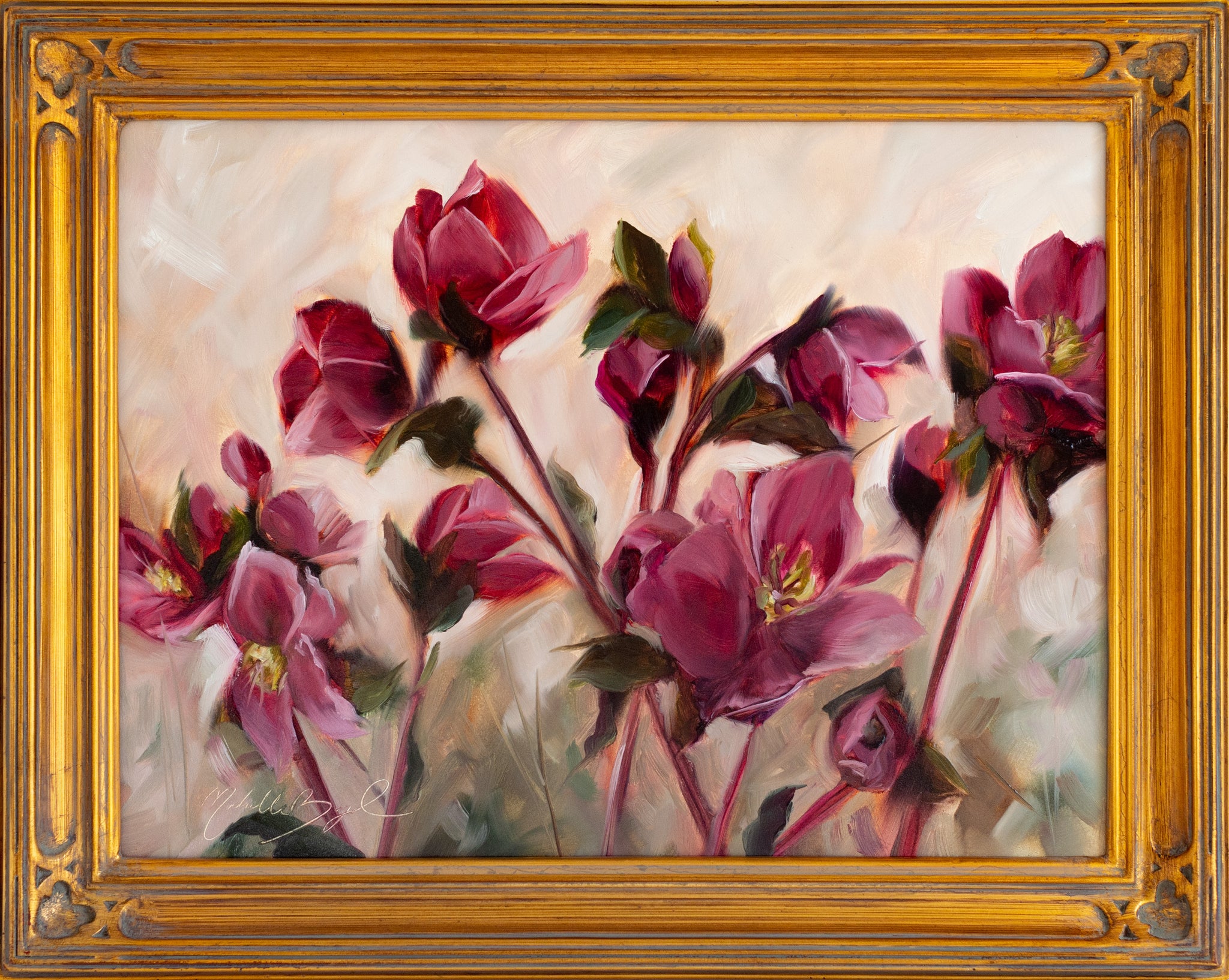 Hellebores Thrive - 12x16" Framed Oil Painting