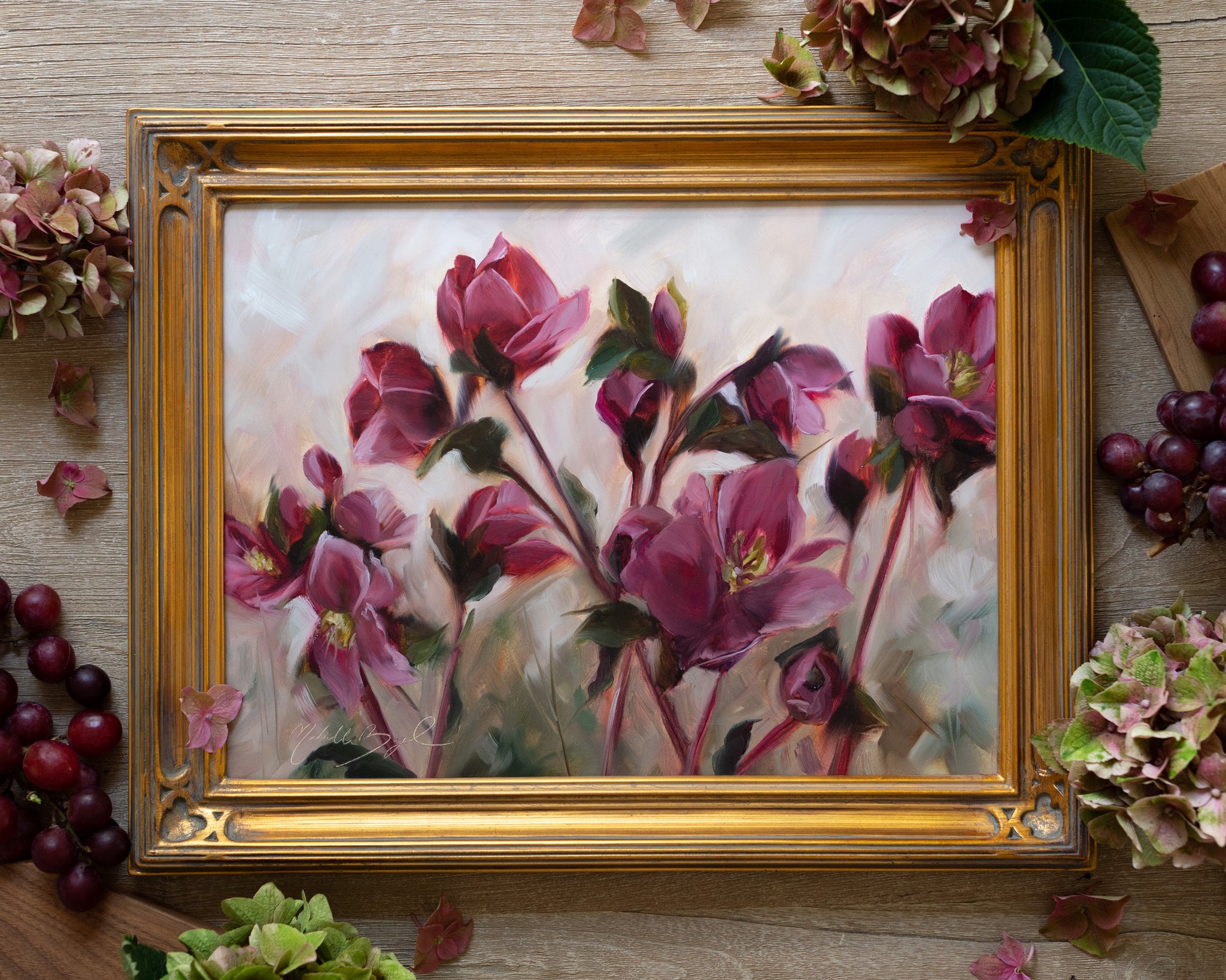 Hellebores Thrive - 12x16" Framed Oil Painting