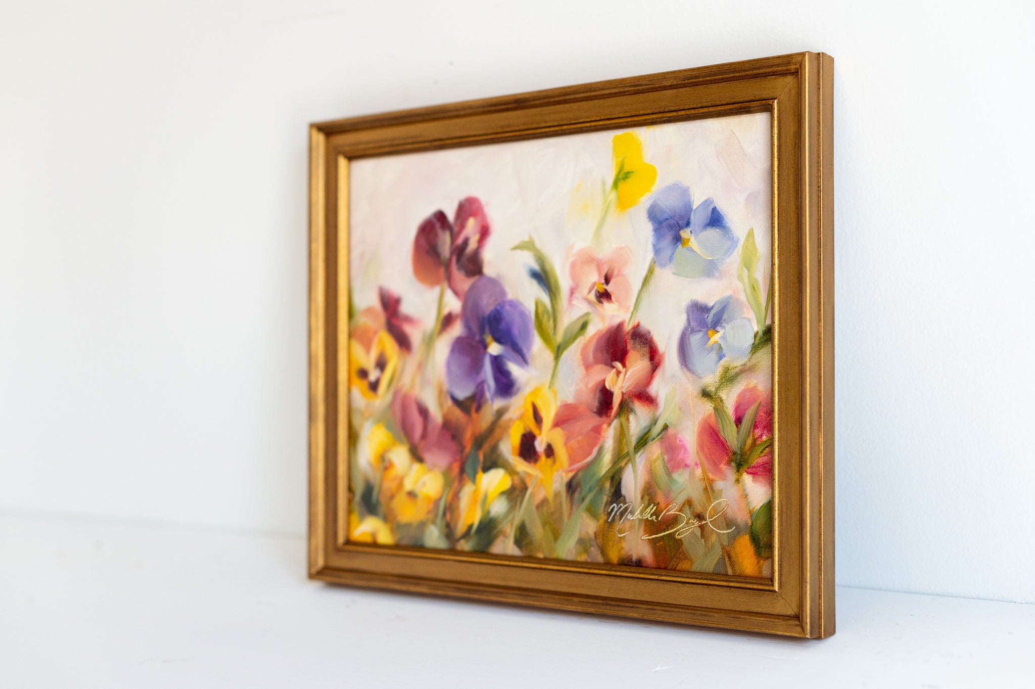 Pots of Pansies - 8x10" Framed Oil Painting