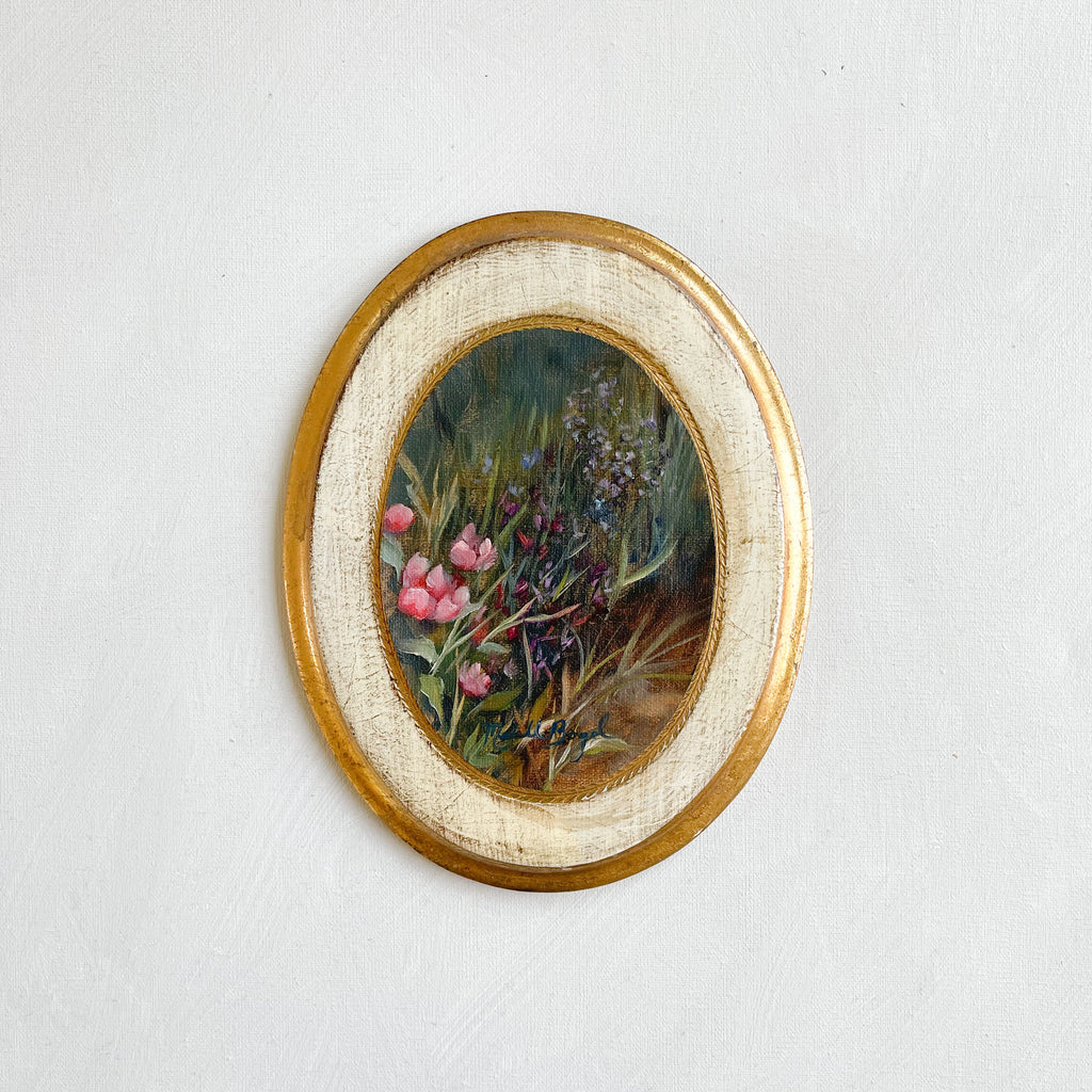 Mini Monday Painting #9 - Oval Floral on Antique Florentine Plaque