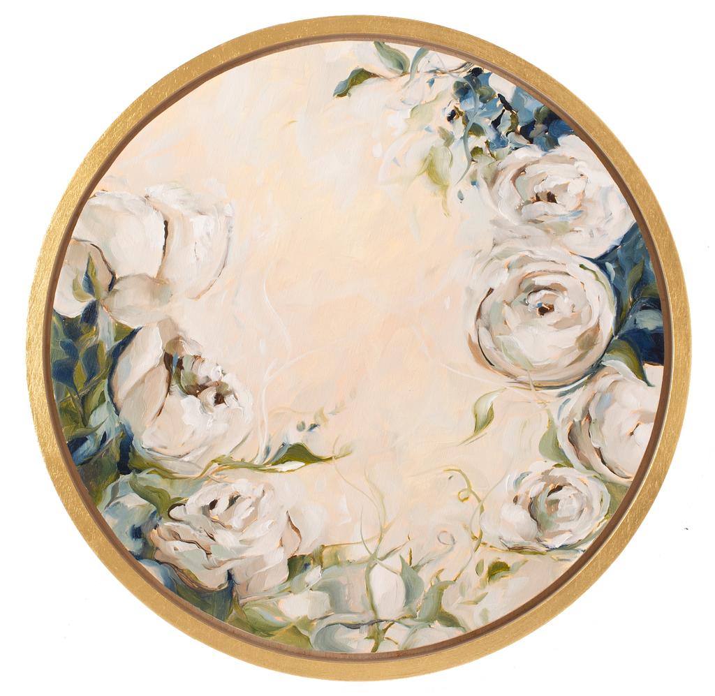 "Autour Du Jardin" - 16" Circle - Available French Collection Painting