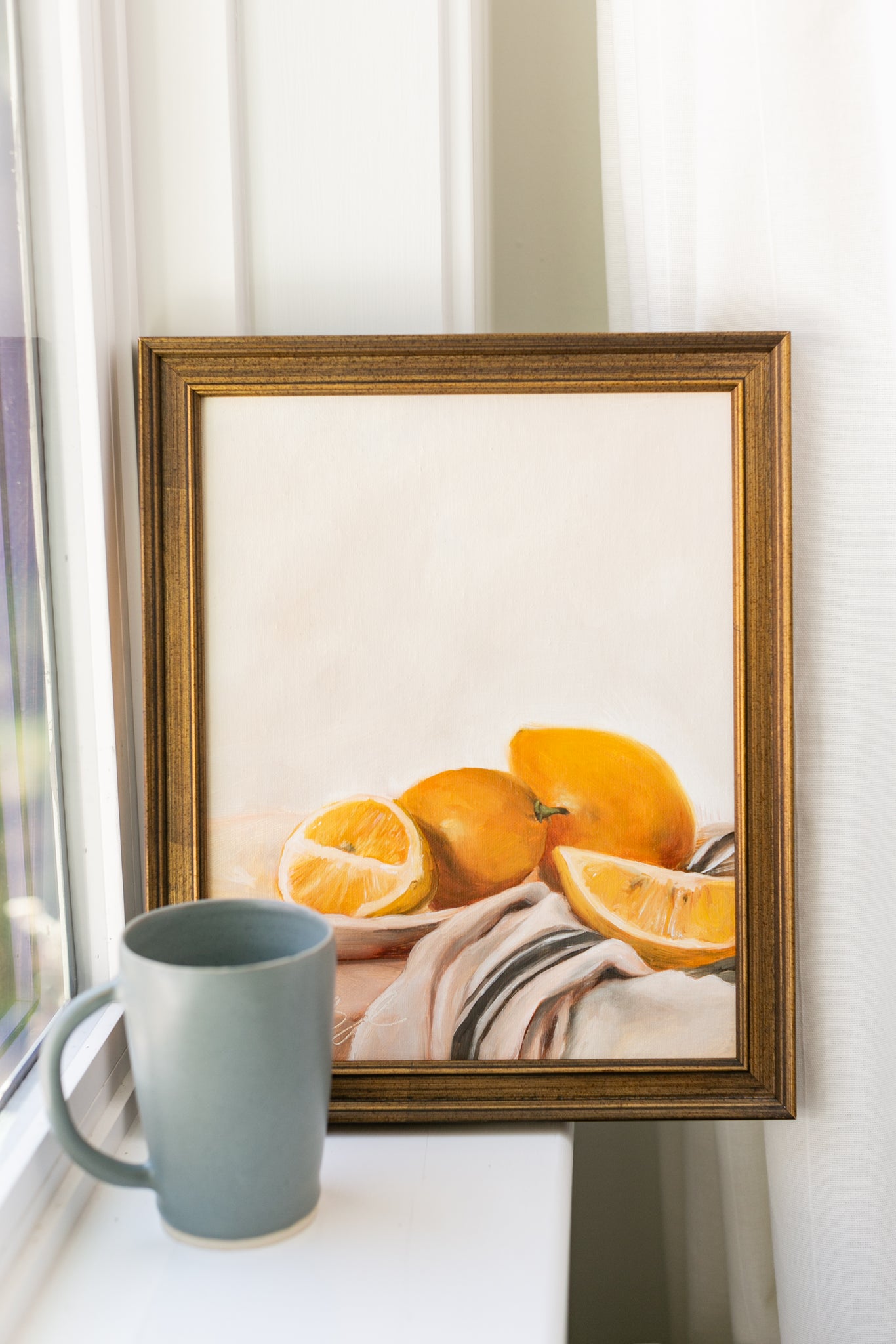 Linen & Lemons - 8x10" Framed Oil Painting