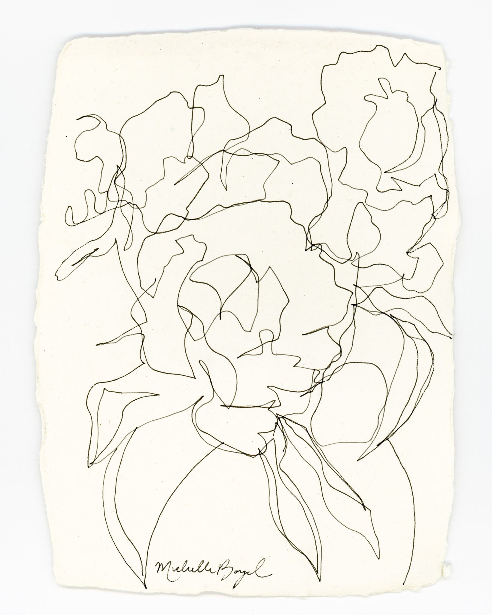 Peonies in a Vase - Blind Contour